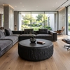 Bàn sofa tròn Travertine - Đá xi măng