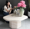 Bàn Trà PLECTRUM TRAVERTINE COFFEE TABLE - Đá Xi Măng