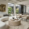 Bàn sofa tròn AeroSphere Travertine  - Đá xi măng