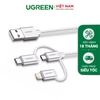 USB 2.0 to Micro USB+Lightning+Type C (3 in 1) Data Cable with Braid 0.5M 50201