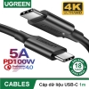 UGREEN Type C to Type C Male to Male Cable 3.1 Gen2 Zinc Alloy Shell 5A Current Nickel Plating 1m US266 50232