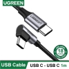 UGREEN USB-C to Angled USB2.0-C Round Cable M/M Aluminum Shell Nickel Plating 1m (Gray Black) US255 50123