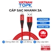 Dây sạc iPhone Type-C Micro USB TOPK AN42 - Dòng điện 3A - Hàng chính hãng - Bảo hành 12 tháng 1 đổi 1