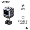 Sạc điện thoại 3 cổng USB-C và USB-A GaN 65W màu đen tạo hình robot chân cắm dẹt Ugreen (15570)