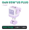 Sạc điện thoại 3 cổng USB-C và USB-A GaN 65W màu đen tạo hình robot chân cắm dẹt Ugreen (15570)