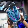 Giày Bóng Đá Mercurial Superfly 11 Elite Xanh Gót Trắng Vạch Tím Lưỡi Gà Liền TF