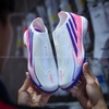 Giày Bóng Đá F50 Trẻ Em Hyperfast Elite Laceless Trắng Xanh Không Dây TF