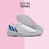 Giày Bóng Đá SF Adidas Predator Edge.3 Trắng Vạch Xanh Biển HQ TF