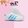 Giày Bóng Đá 3 Sọc Loại 1 ĐINH LỰC SOCCER Trắng Sọc Xanh Ngọc TF