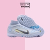 Giày Bóng Đá SF Nike Mercurial 22 Superfly 8 Elite Trắng Xám Vạch Đen Cổ Cao TF