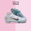 Giày Bóng Đá TQ Nike Mercurial 22 Superfly 8 Elite Trắng Xám Vạch Đen Cổ Cao FG