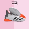 Giày Bóng Đá SF Adidas Predator Freak+ Trắng Xám Đế Cam Cổ Cao Không Dây TF