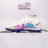 Giày Bóng Đá Nike Superfly 9 Elite Trắng Vạch 7 Màu Đế Xanh Cổ Cao TF