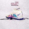 Giày Bóng Đá Nike Superfly 9 Elite Trắng Vạch 7 Màu Đế Xanh Cổ Cao TF