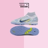 Giày Bóng Đá SF Nike Mercurial 22 Superfly 8 Elite Trắng Xám Vạch Đen Cổ Cao TF