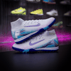 Giày Bóng Đá Nike Mercurial Superfly 10 Elite Trắng Xanh Hologram Cổ Cao TF