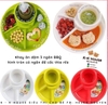 KHAY ĂN DẶM 3 NGĂN BBQ HÌNH TRÒN CÓ NGĂN ĐỂ CỐC THÌA NĨA