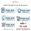 Sticker in tên bé teo yêu cầu - mẫu DOREMON - ủi quần áo, khăn, chăn, nệm cho bé đi mẫu giáo