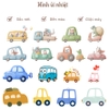 Hình ủi nhiệt - ô tô cute - sử dụng bàn là ép hình lên quần áo, giặt máy vô tư, không phai màu, không bong tróc