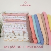 4C-PM | Set vải phối cotton 4c + Petit modal, may quần áo hè thu cho sơ sinh, đến mẹ bé