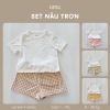 Bộ thun cotton 4 chiều UNU  cho bé trai bé gái,1-10 tuổi (8-28kg), quần caro - áo trắng trơn