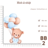 Hình ủi nhiêt - Chủ đề Bóng Bay - sử dụng bàn ủi ép hình lên quần áo, đầm váy,....giặt máy vô tư