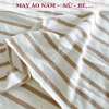 Vải thun cotton Single - cotto khô kẻ nâu  và nâu, vải dày dặn, may áo thun nam, nữ, gia đình,...