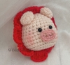 SMALL ANIMALS-PIG HEAD WITH FLOWER-red
