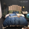BỘ COTTON SATIN XANH, SỌC DỌC