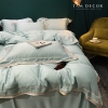 BỘ TENCEL XANH MINT - VIỀN HỌA TIẾT ÁNH KIM