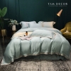 BỘ TENCEL XANH MINT - VIỀN HỌA TIẾT ÁNH KIM