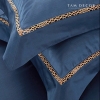 BỘ COTTON SATIN XANH NAVY - HỌA TIẾT VIỀN NHỎ