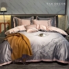 BỘ COTTON SATIN XÁM PHỐI HỒNG - HỌA TIẾT THÊU NGẪU HỨNG