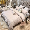 BỘ COTTON SATIN TRẮNG - VIỀN HỌA TIẾT HOÀNG GIA