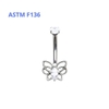 Khuyên rốn hình con bướm - Titanium - 1.6*10mm