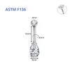 Khuyên rốn titan hình giọt nước đính đá - 2 màu - Titan F136