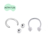 Bông tai chữ U đính đá, Titanium ren ngoài