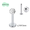 Bông tai đầu bi đính đá, Titanium ren ngoài