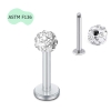 Bông tai đầu bi đính đá, Titanium ren ngoài