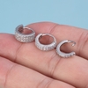 BÔNG TAI TRÒN ĐÍNH ĐÁ KHÔNG CÓ NÚT BẬT - MÀU BẠC - 3 SIZE