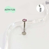 Khuyên rốn nổi đính đá hồng - TITANIUM