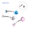 Khuyên rốn đá tròn CZ 3 chấu bán tại Tinybox - Titanium