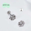 Khuyên tai Titanium bông hoa 6 cánh - 1.2*8mm