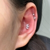 Khuyên tai Titanium basic đính đá - Bạc - 2 size