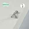 Khuyên tai tam giác bông hoa đính đá - Titanium - 1.2*8mm