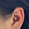 Khuyên Rook kèm phụ kiện đá pha lê - Titanium - 1.2*8mm