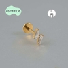 Bông tai 2 thanh đính đá - Chất liệu Titanium - 1.2*8mm