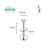 Khuyên thẳng cơ bản ren trong 14 size - Titan