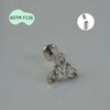 Khuyên tai tam giác bông hoa đính đá - Titanium - 1.2*8mm
