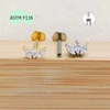 Khuyên tai Titanium basic đính đá - Bạc - 2 size